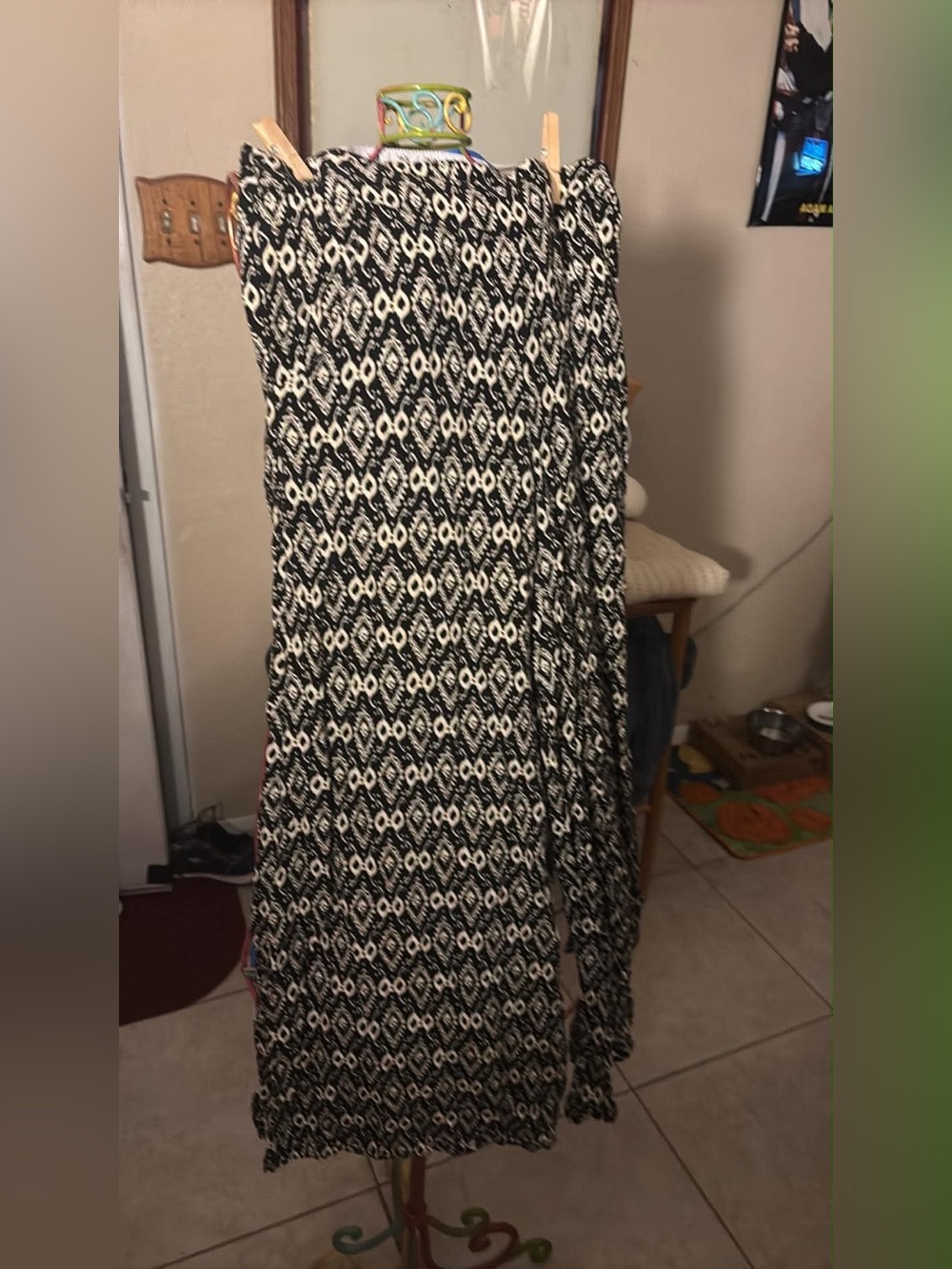 Alythea Black and White Geometric Maxi Skirt